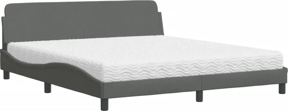 vidaXL Pat cu saltea, Dover, gri închis, 180x200 cm, textil