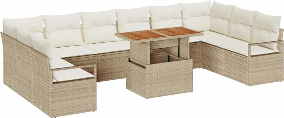 vidaXL Set de canapele pentru grădină cu pernă 11 pcs Bej și crem