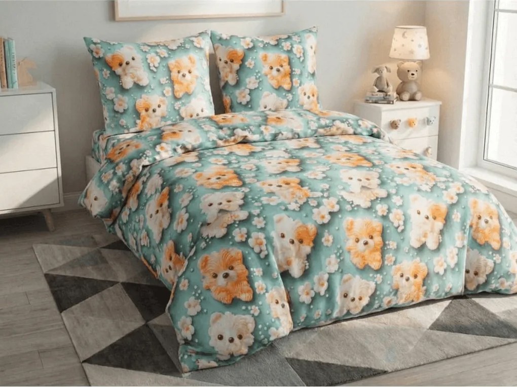 Lenjerie de pat din microfibra pentru copii PUPPIFLORA colorata Dimensiune lenjerie de pat: 70 x 80 cm | 140 x 200 cm