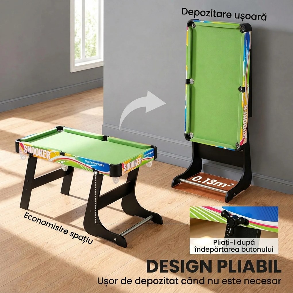 HOMCOM Masă de Joc 4 în 1 pentru Fotbal de Masă, Biliard, Air Hockey și Ping-Pong, 86,5x43,5x64 cm, Multicolor | Aosom Romania