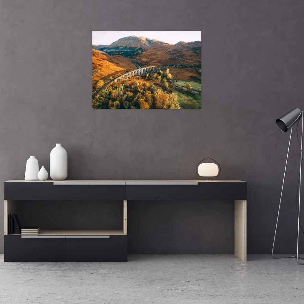 Tablou cu pod în valea din Scoția (70x50 cm)