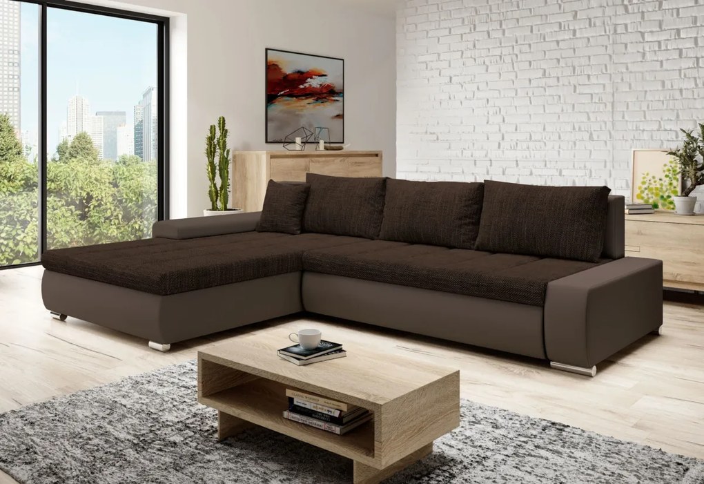Supermobel Coltar TOSCANIA C, 297x80x214, berlin 01/piele eco alba, dreapta