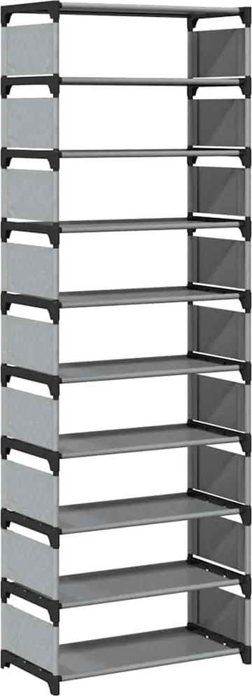 vidaXL Suport pantofi 10 niveluri gri 54x28x158 cm țesătură nețesă