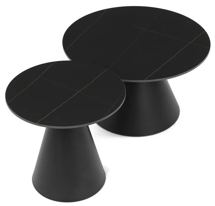 Set de măsuțe de cafe F4118 BK, marmură, 2buc.