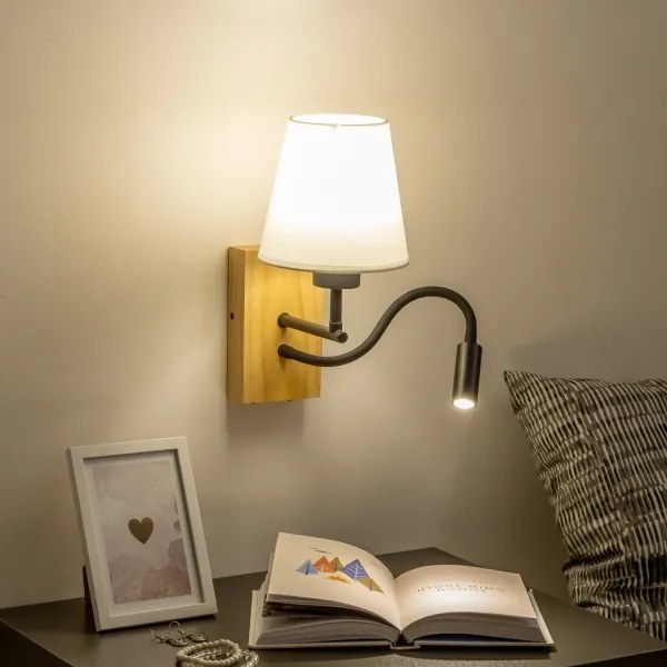 Lampă LED de perete Brilagi NUBILA WOOD 1xE27/25W/230V + LED/3W stejar/crem