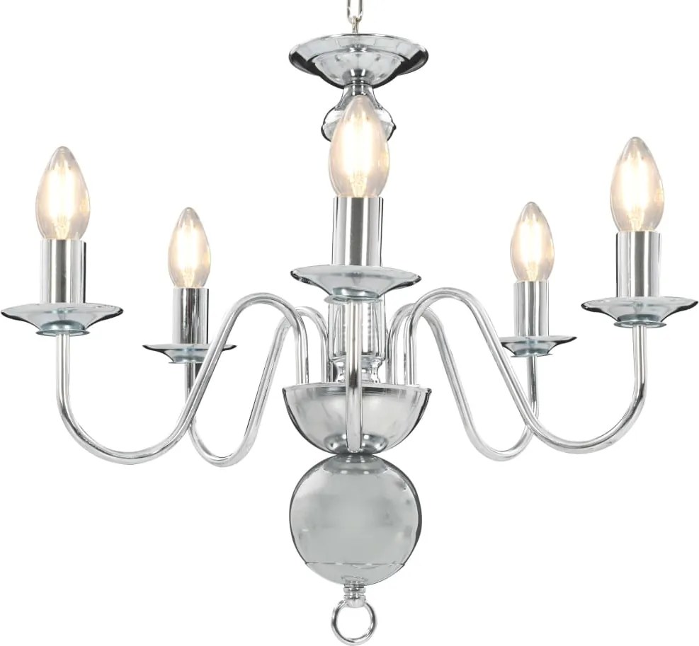 vidaXL Candelabru, argintiu, 5 becuri E14