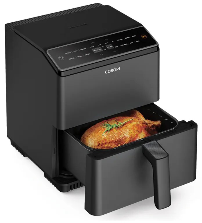 Friteuza cu aer cald Cosori Dual Blaze CAF-P681S, 1700 W, 6,4 L, 12 programe, 360 ThermoIQ, Rezistenta dubla, Negru