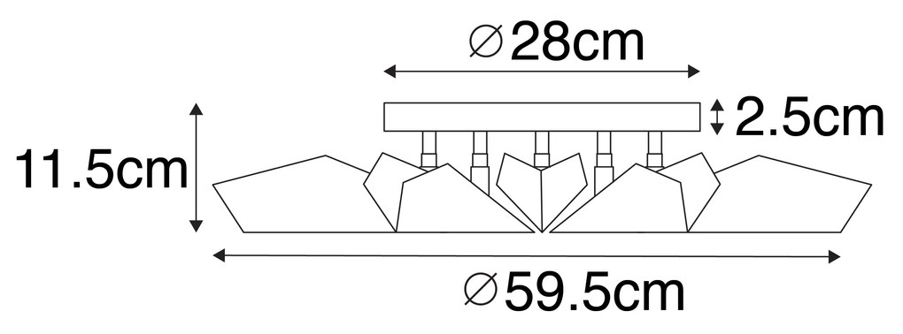 Plafoniera de design neagră cu auriu 5 lumini - Sinem