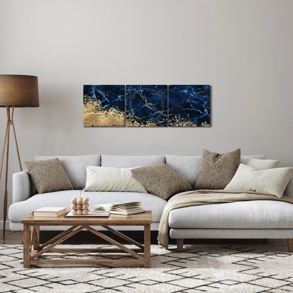 Tablou - Marmură albastru închis (cu ceas) (90x30 cm)