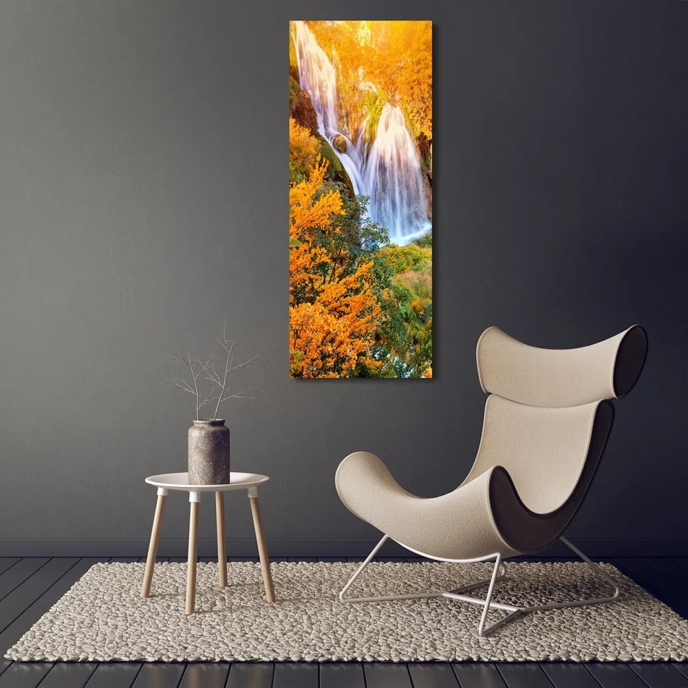 Fotografie imprimată pe sticlă Cascada în toamna