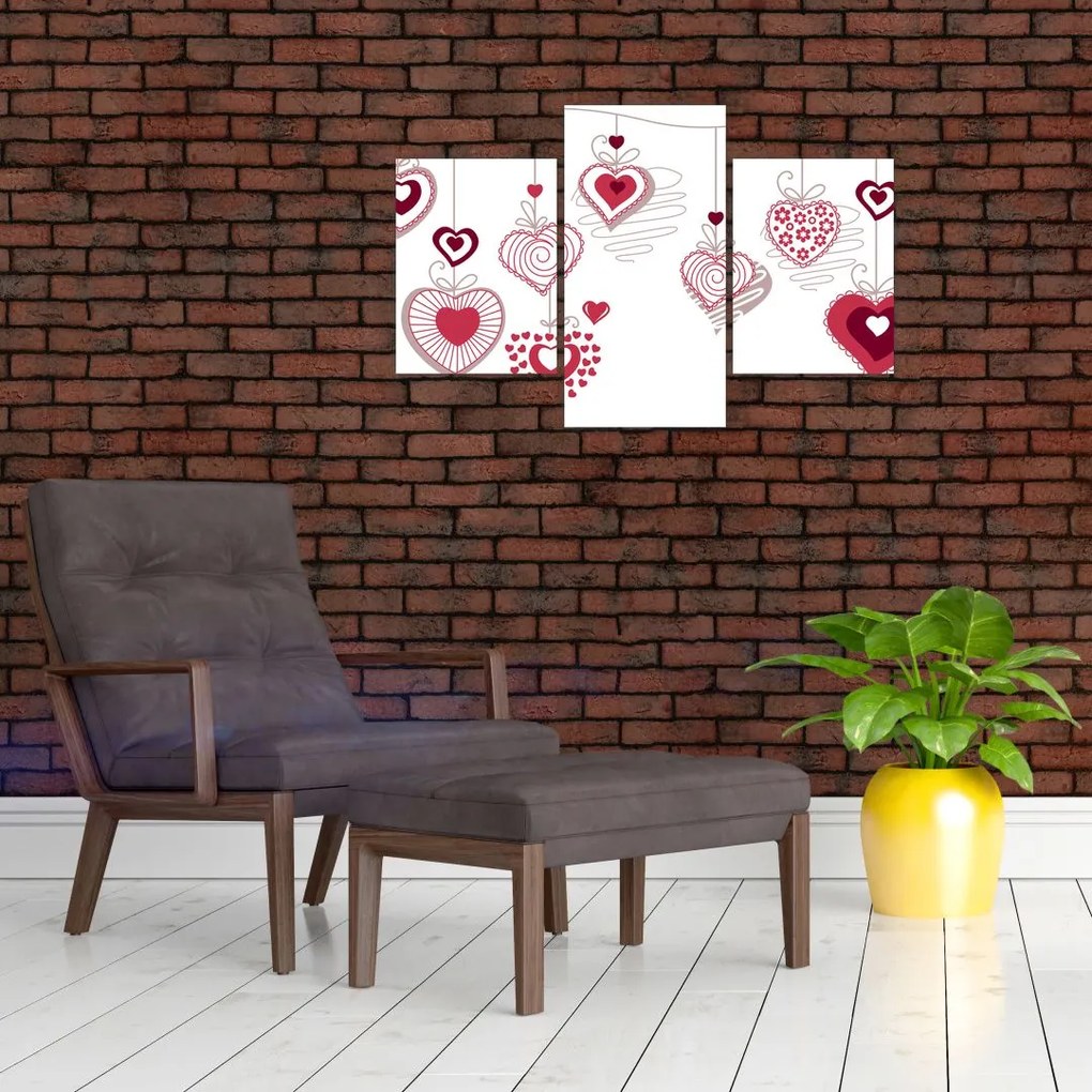 Tablou cu inimiore pictate (90x60 cm)