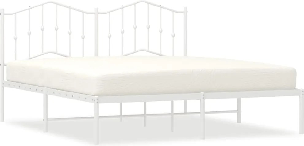 vidaXL Cadru de pat metalic cu tăblie, alb, 183x213 cm