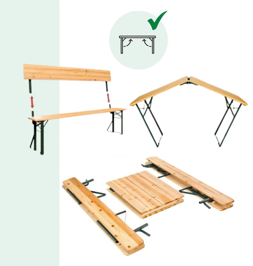 Set de masă pentru bere PRAKTIK cu spătar, 170cm, maro Jurhan