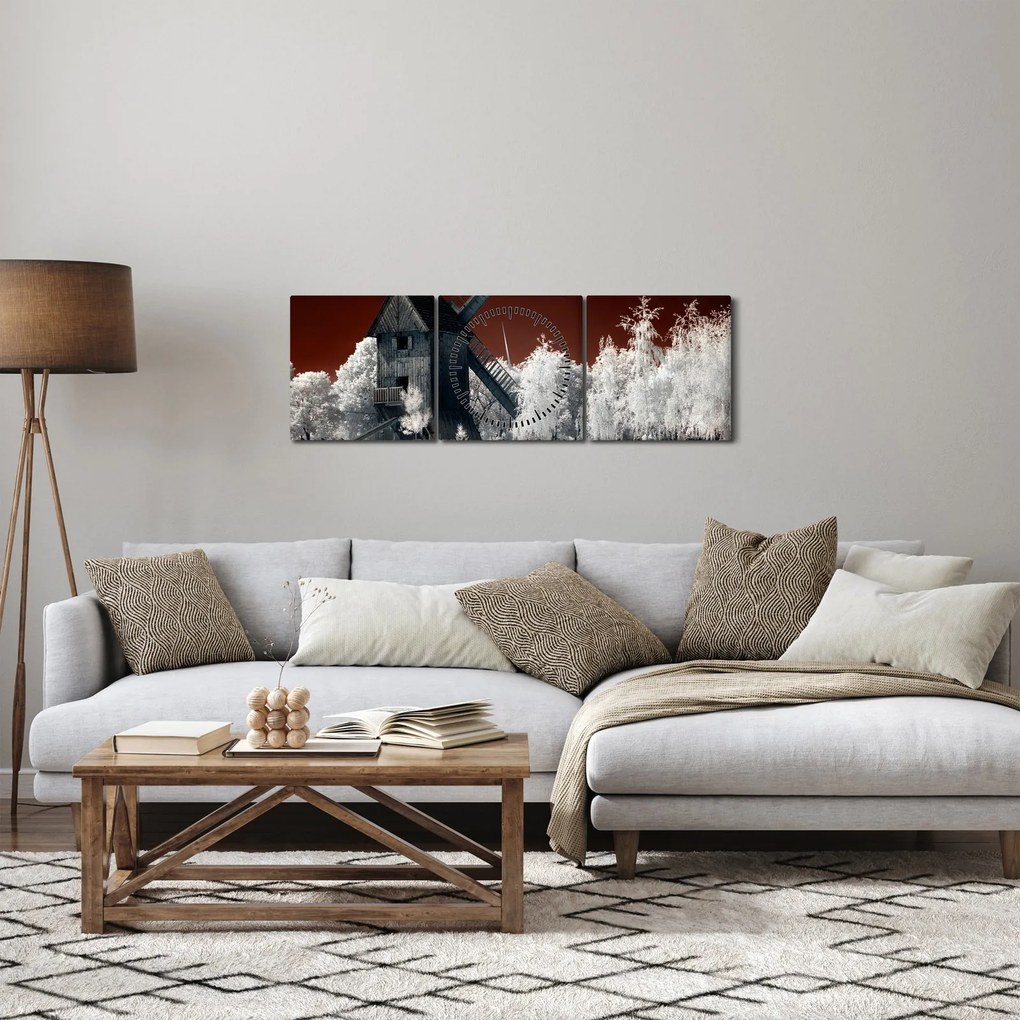 Tablou cu moară (cu ceas) (90x30 cm)
