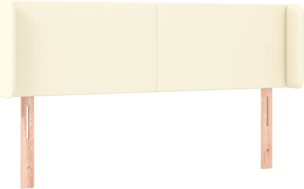 vidaXL Tăblie de pat cu aripioare crem 147x16x78/88 cm piele ecologică