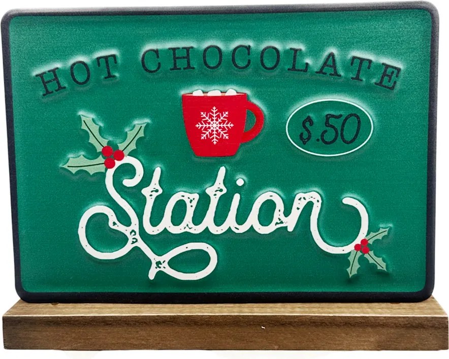 Decor de Craciun ,   Tablita , zHOT CHOCOLATE STATION,  , 25x19cm