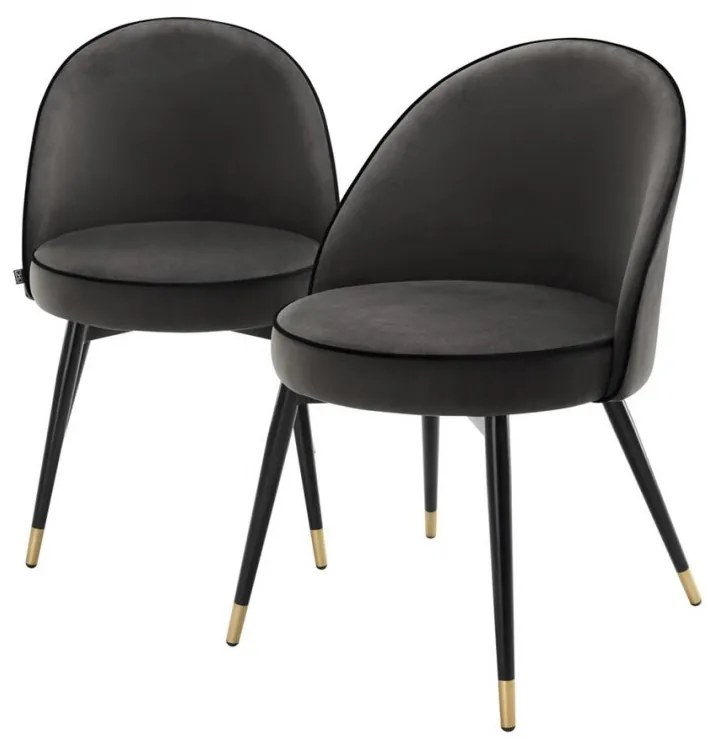 Set de 2 scaune elegante design LUX Cooper, catifea gri inchis 113125 HZ