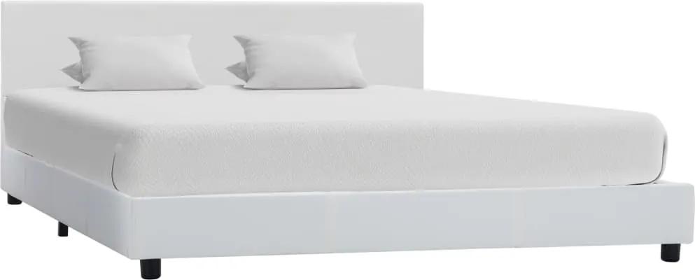 Cadru de pat, alb, 140 x 200 cm, piele artificiala