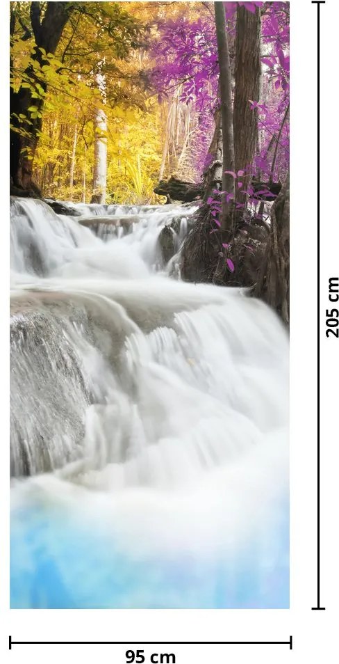 Fototapet pentru ușă - Erawan, cascadă în pădure (95x205cm)