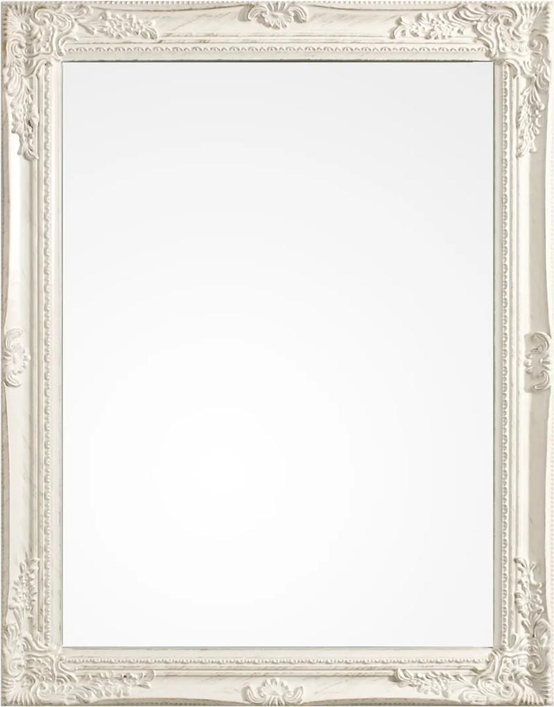 Oglinda decorativa perete cu rama polirasina alb patinat Miro 62 cm x 82 h