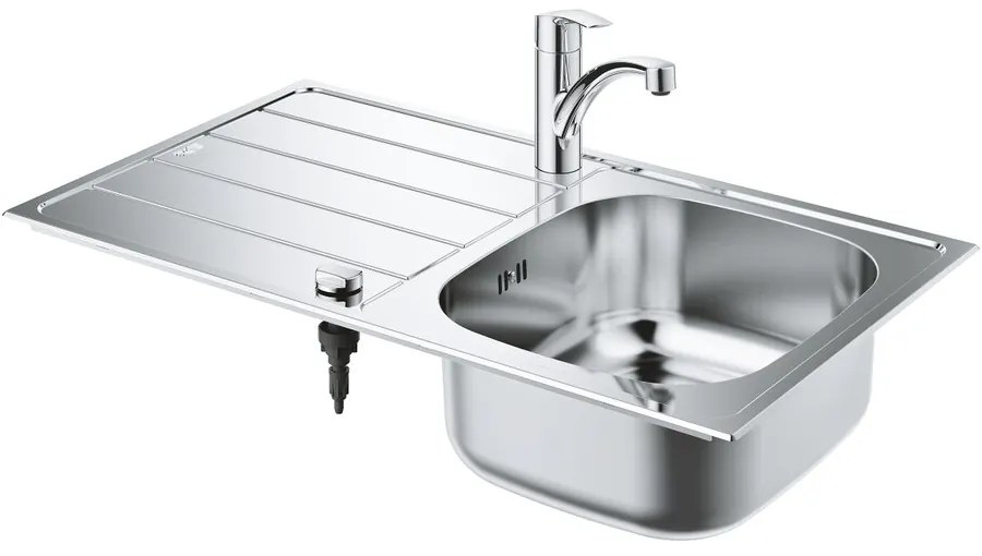 Set chiuveta inox Grohe K200 45 cm 1 cuva cu picurator orientare dreapta si baterie