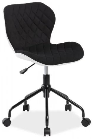 Scaun de birou ergonomic, tapitat cu stofa si piele ecologica Rino Black, l50xA37xH77-85 cm