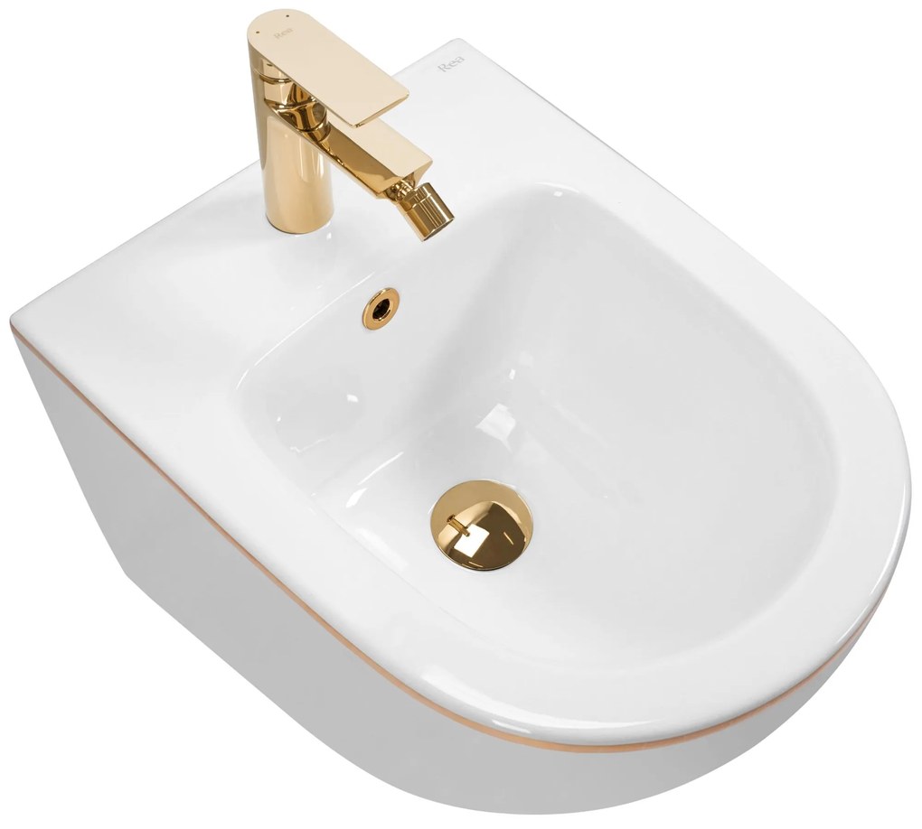 Set vas WC CARLO Mini Flat + bidet CARLO Mini White Gold Edge