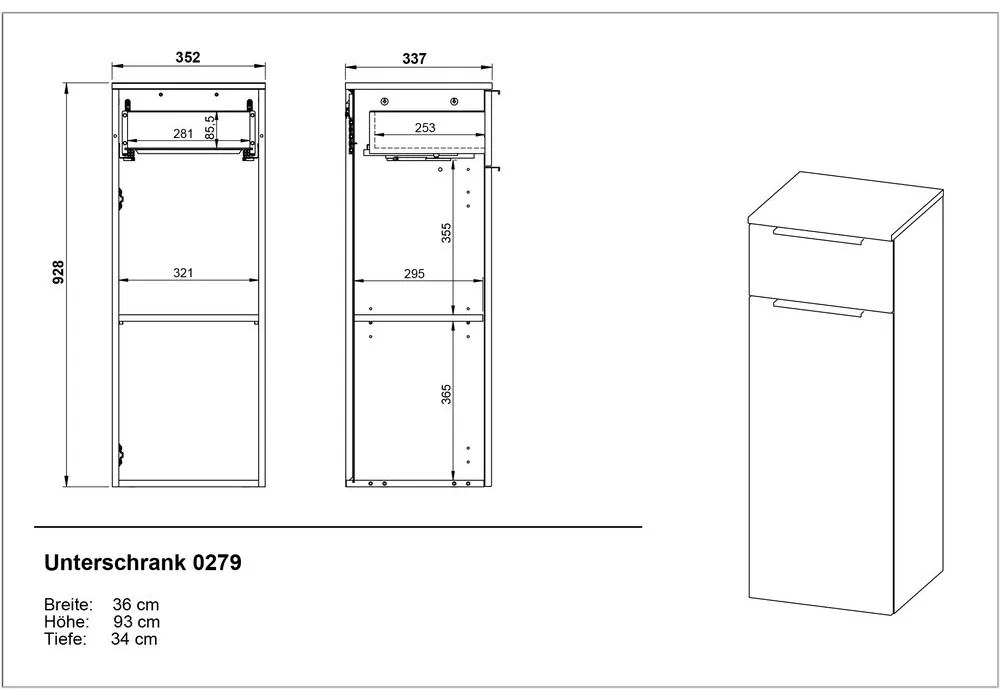 Dulap de baie de perete gri antracit 36x93 cm Crandon – Germania