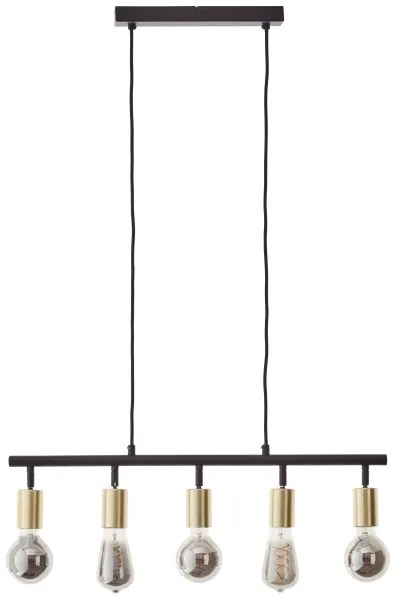Brilliant - Candelabru suspendat pe cablu 5xE27/28W/230V negru/alamă