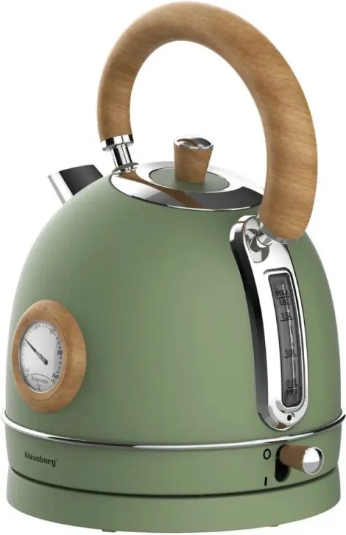 Ceainic electric Klausberg KB 9008, 2200 W, 1,8 l, Baza rotativa la 360°, Indicator de nivel al apei, Termometru, Verde