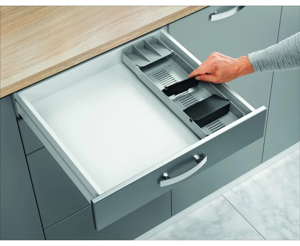 Organizator de tacâmuri gri din plastic 15 x 49 cm – Metaltex