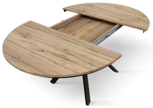 PAZZO DESIGN Masă extensibilă Gabri, picioare încrucișate Shangay rotundă, fabricată în Italia, bază neagră, stejar rustic | Aosom Romania