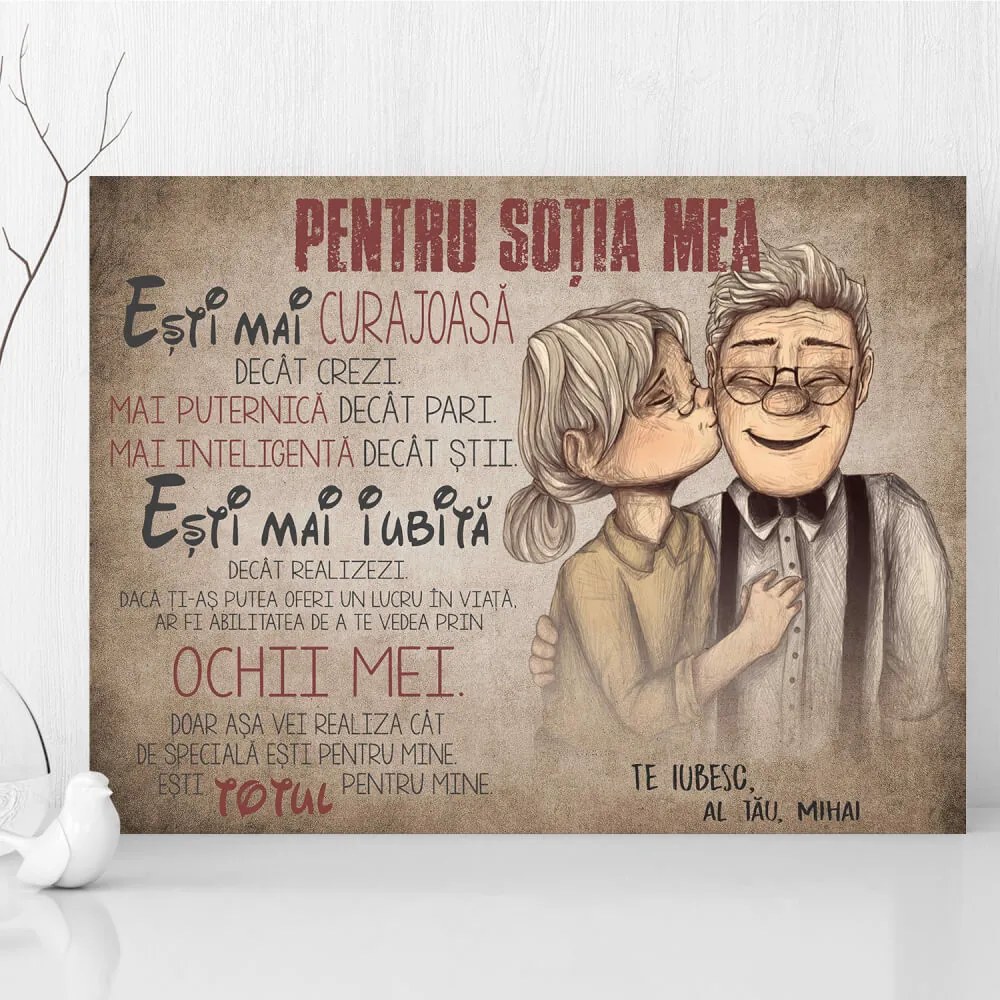 INSPIO Declarație de dragoste pentru femeia iubită - 40x30cm - Livrăm în termen de 24 de ore