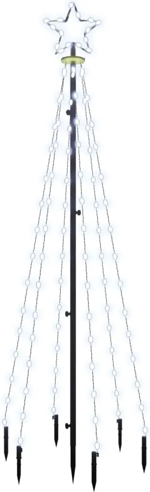 vidaXL Brad de Crăciun, 108 LED-uri alb rece, 180 cm, cu țăruș
