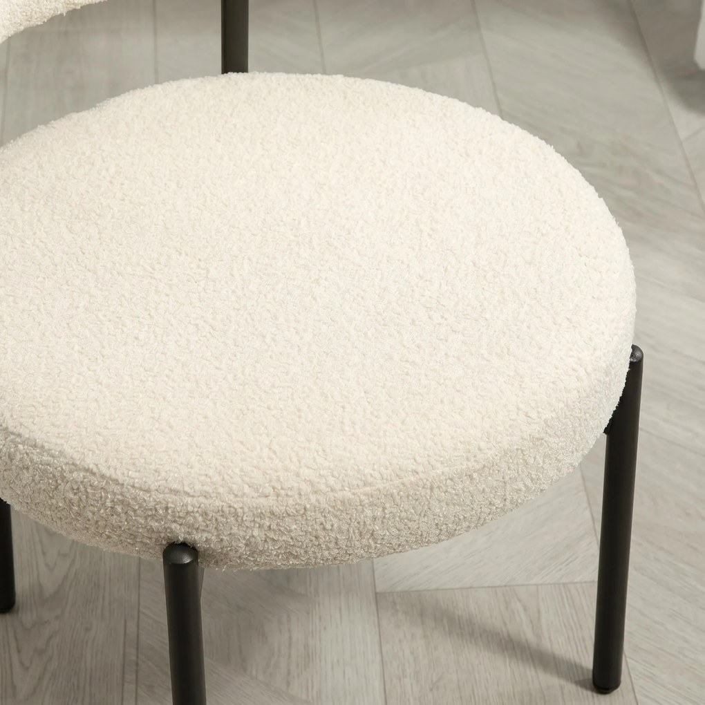 HOMCOM Set 2 Scaune de Dining Moderne din Tesătură Sherpa, Bej | Aosom Romania