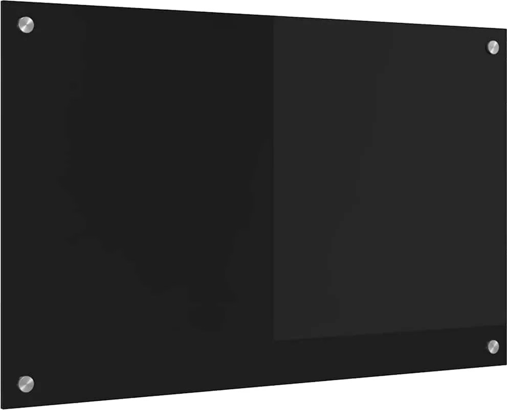 vidaXL Panou de bucătărie Negru 80 x 50 cm sticlă securizată