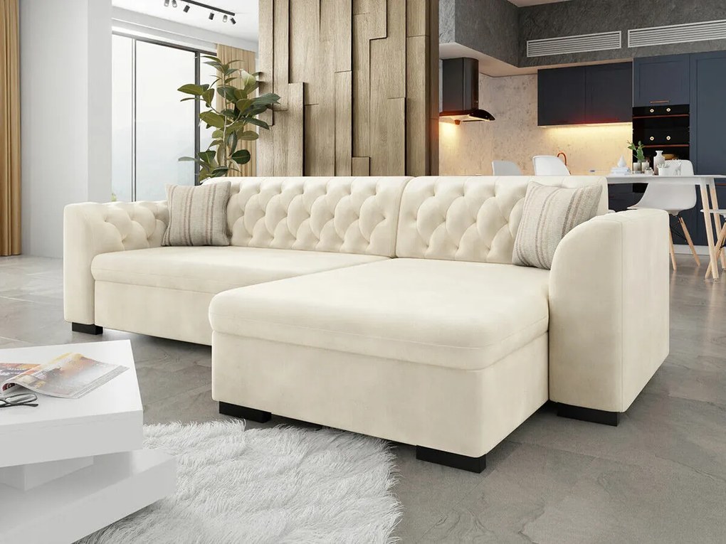 Chesterfield colțar Miami 316 Cutie de pat, 275x154x82cm, 115 kg, Picioare: Plastic