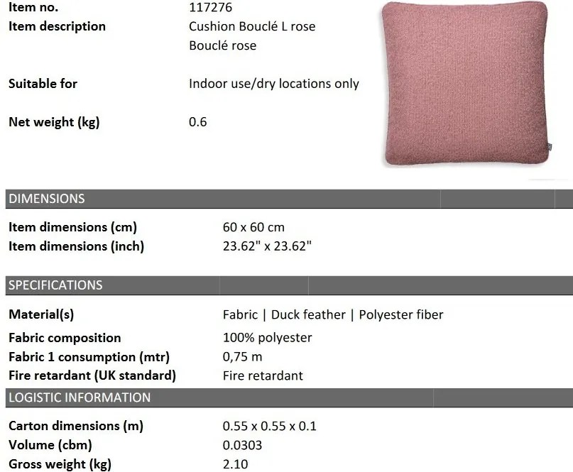 Perna decorativa LUX Boucle L, Boucle rose