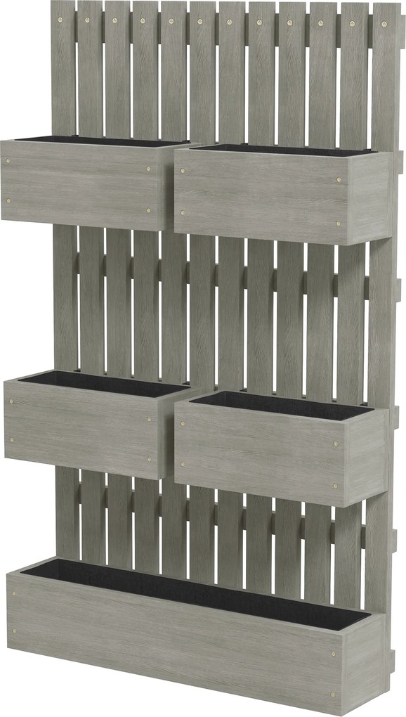 Outsunny Strat înălțat din lemn, reglabil, jardiniere cu spalier, strat de grădină 60x16x100cm Gri | Aosom Romania