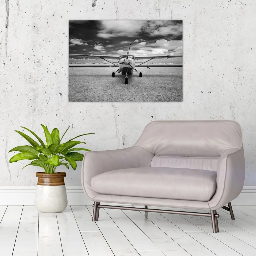 Tablou - Avion alb-negru și alb-negru (70x50 cm)