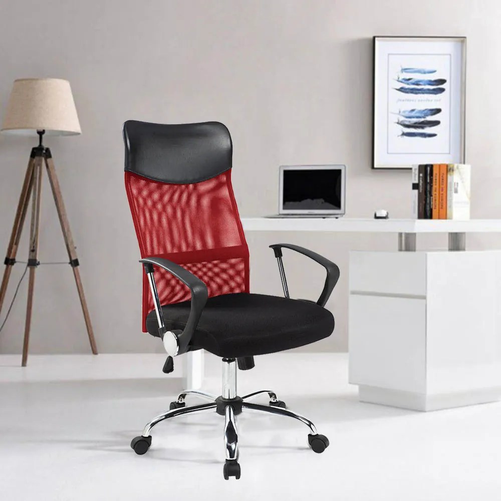 Scaun de birou ergonomic cu spatar inalt- rosu