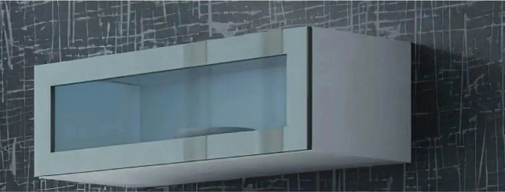 Vitrina VIGO 90, alb/gri, PAL/sticla, 90x32x35 cm