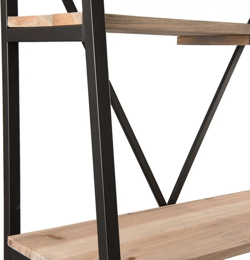 Etajeră tip scară din lemn și metal, natur și negru, cu 5 rafturi, 191 x 90 x 47 cm, „Etage”