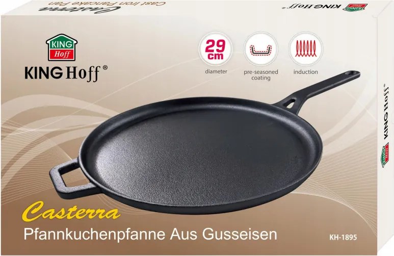 Recenzie: Tigaie pentru clătite Kinghoff KH 1895, 29 cm, fontă, suprafață antiaderentă, compatibilă cu plitele cu inducție, negru