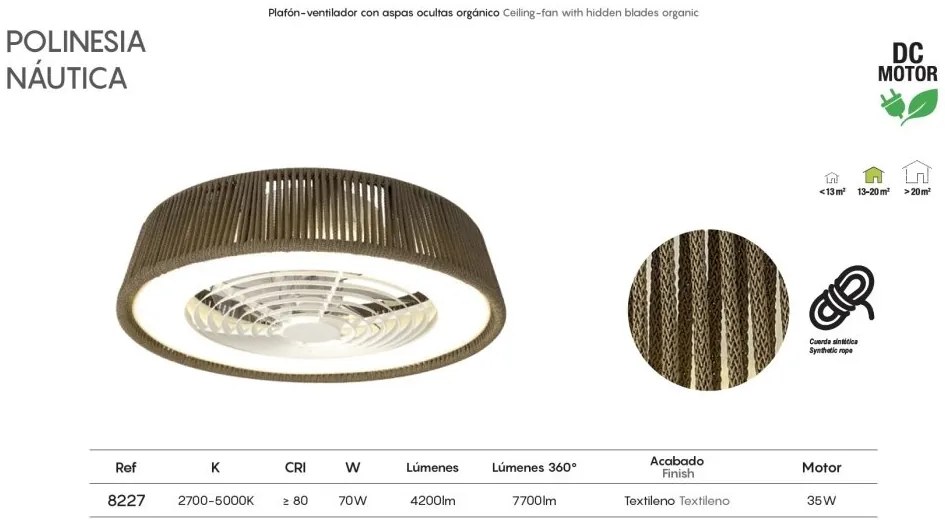 Lustra LED cu Ventilator si telecomanda POLINESIA NAUTICA