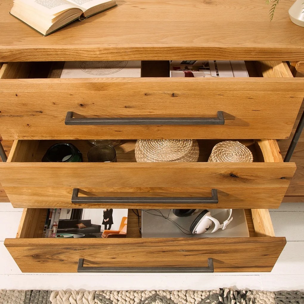 Comoda design industrial Thor 200cm, stejar salbatic