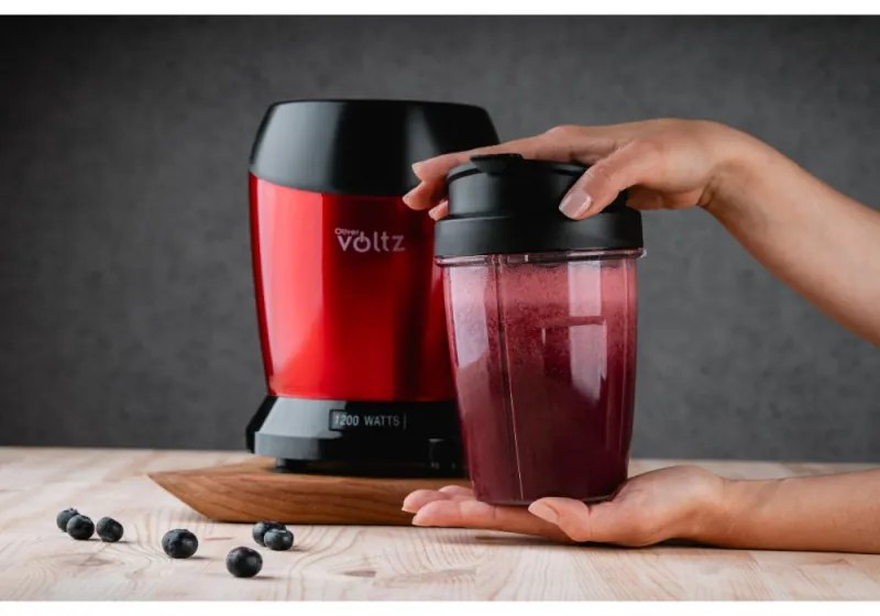 Nutri Blender Oliver Voltz OV51162DR, 1200 W, 2 pahare, Fara BPA, 1L/800 ml, Zdrobire gheata, Rosu
