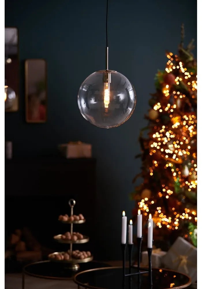 Lustră în culoarea bronz cu abajur din sticlă ø 30 cm Medina – Light &amp; Living