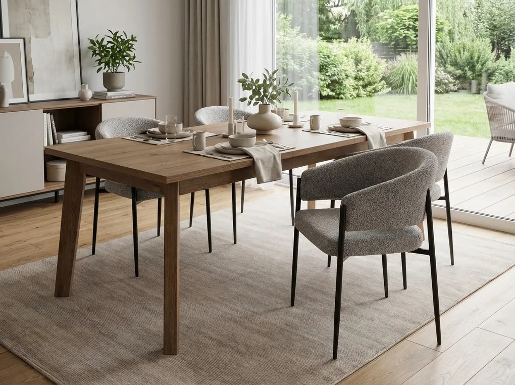 Scaun de dining AKITA cu picioare negre, gri