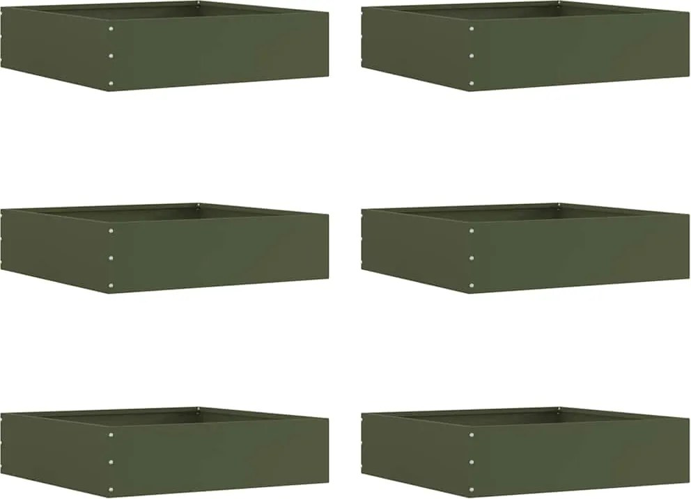 vidaXL Margine pentru gazon 6 pcs Verde măsliniu 50 x 50 x 13 cm Oțel